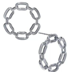 NWT *On 34th* Silver Chain Link | Front-Facing Hoop Studs | Moto Chic | .88"